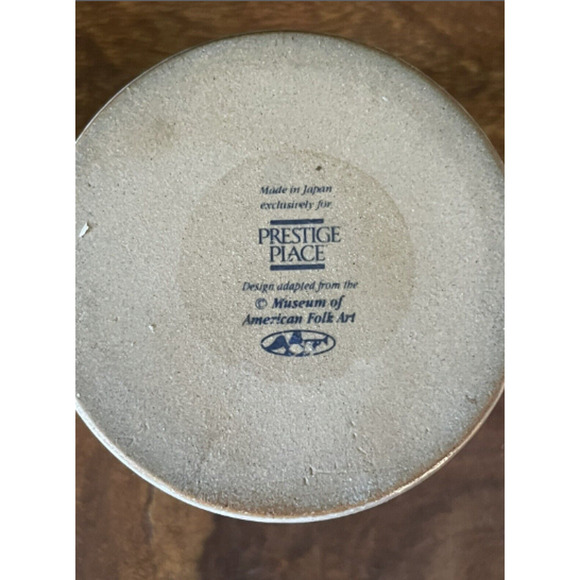 Lid Clay Jar Folk Art Cottagecore Blue Heart Prestige Place Museum of American - Picture 6 of 6